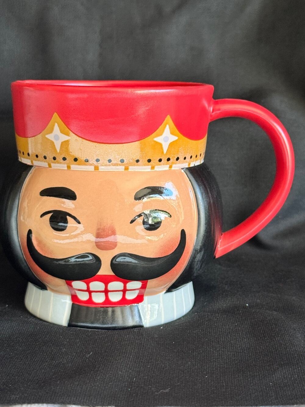 Hallmark Nutcracker Christmas Mug LG Blac Red & Gold Holiday Mug w/Red Interior